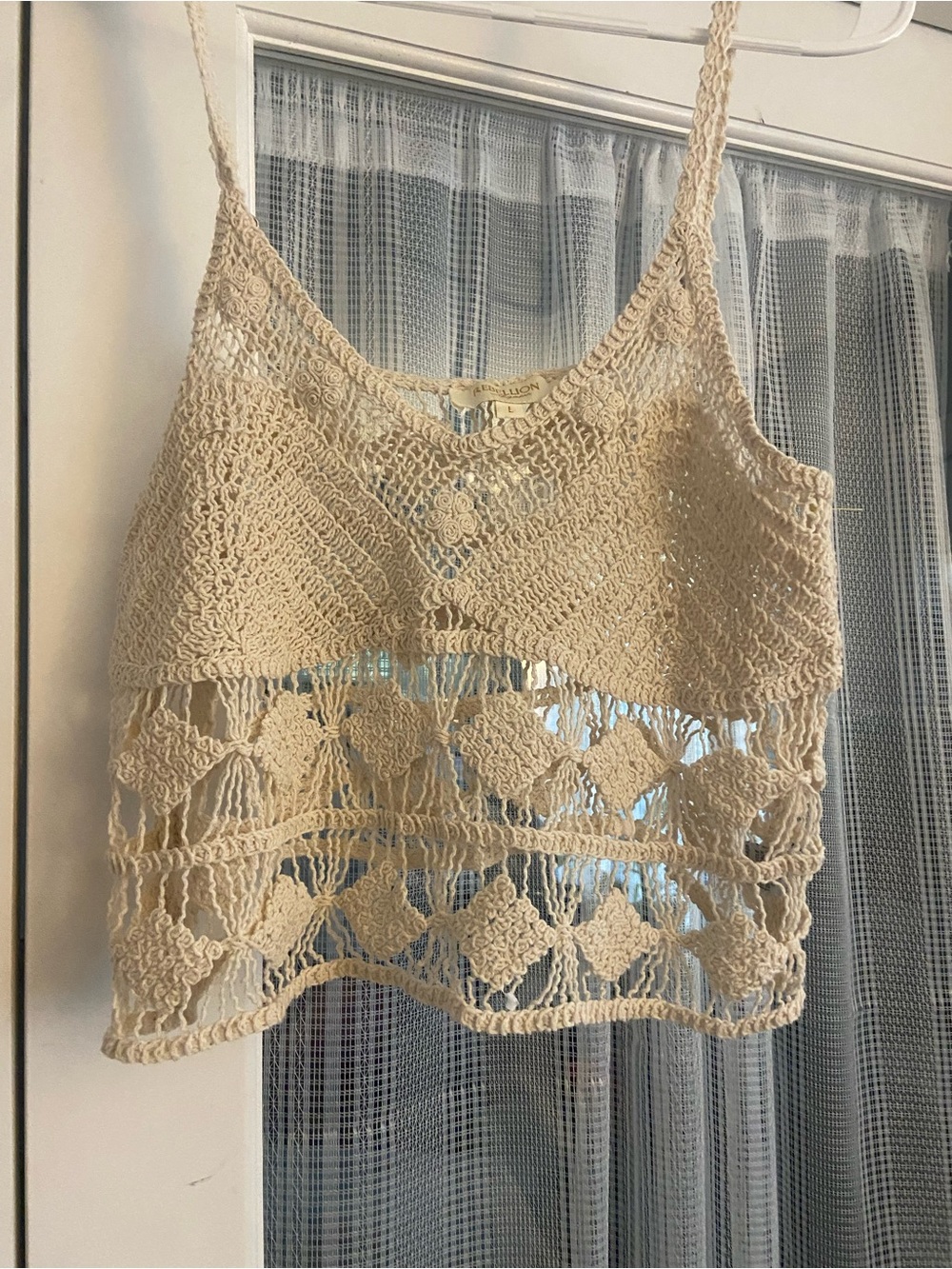 Rebellion Beige Crochet Camisole Tank